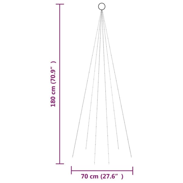 Julgran på flaggstång kallvit 108 LEDs 180 cm