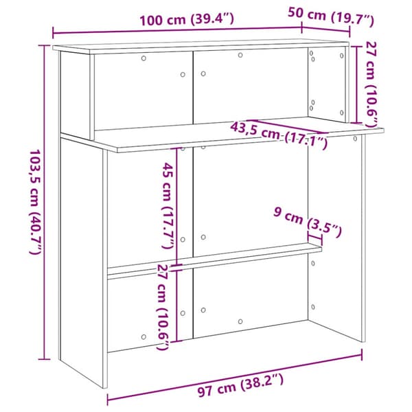 Receptionsdisk svart 100x50x103,5 cm konstruerat trä