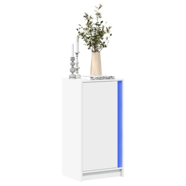 Skänk med LED vit 42,5x34x85 cm konstruerat trä
