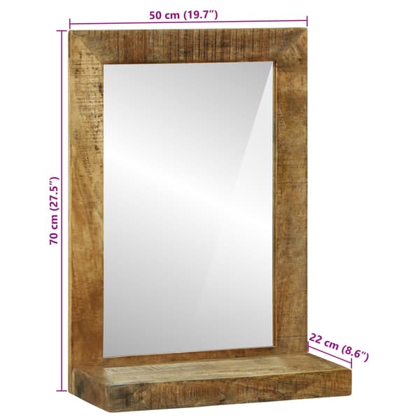 Badrumsspegel Rektangulär Brun 50 x 22 x 70 cm Massivt mangoträ