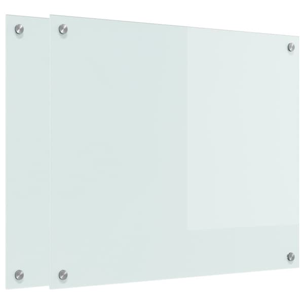 Köksskydd 2 pcs Vit 70 x 60 cm härdat glas