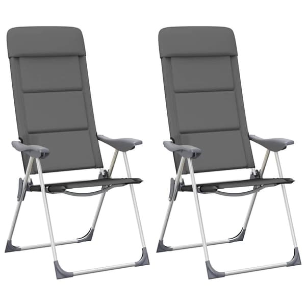 Campingstolar 2 st grå 58x69x111 cm aluminium
