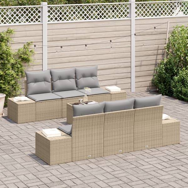 Trädgårdsoffset med kudde 8 pcs Beige och Grå konstrotting