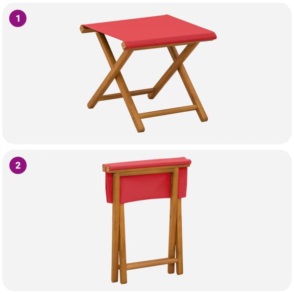 Deck Chair 2 pcs Massiv Eukalyptus Trä Röd