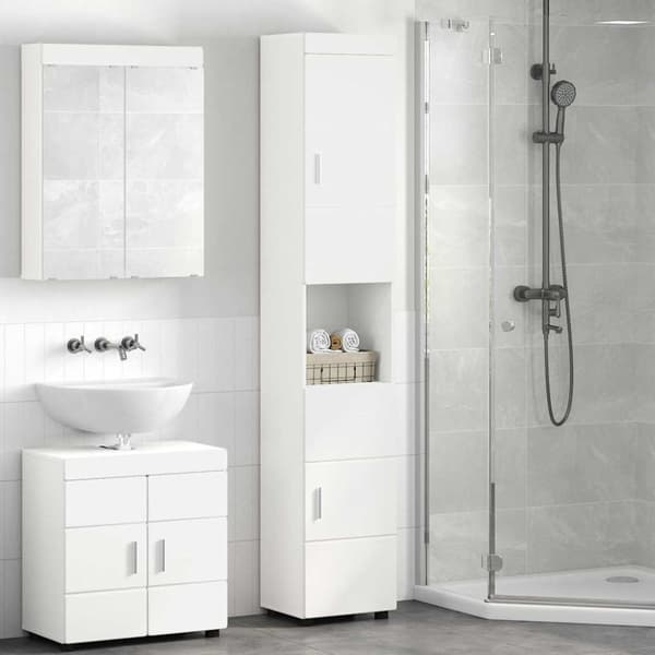 Badrumsskåpsset TULUM Vit 37 x 31,5 x 203 cm Konstruerat trä