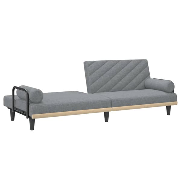 Bäddsoffa med armstöd ljusgrå tyg