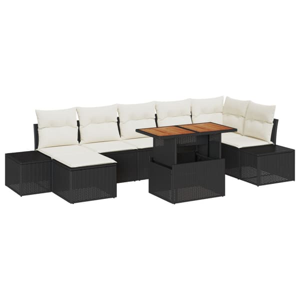 Trädgårdsoffset med lagring 8 pcs Svart Poly rattan
