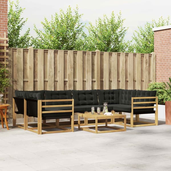 Utomhussoffset 7 pcs Vit och svart 79 x 79 x 37 cm