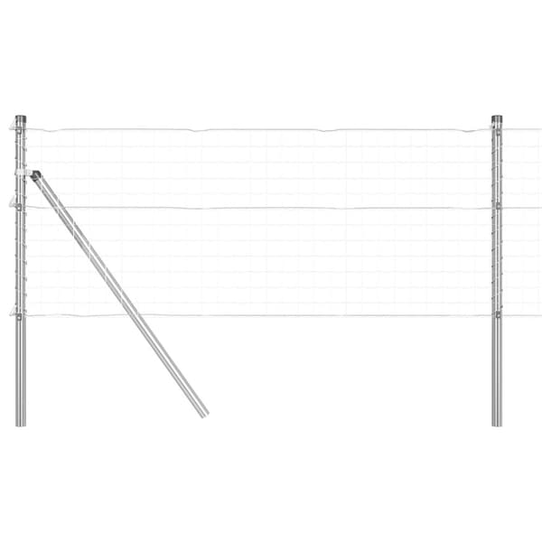 Stängselstolpe 7 pcs Silver Stål