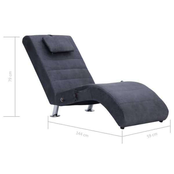 Massageschäslong med kudde grå konstmocka