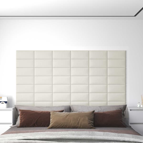 Väggsänggavel 12 pcs Kräm 30 x 15 cm Sammet