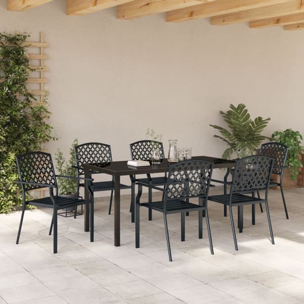 Trädgårdsmöbelset 7 pcs Antracit Pulverlackerat stål