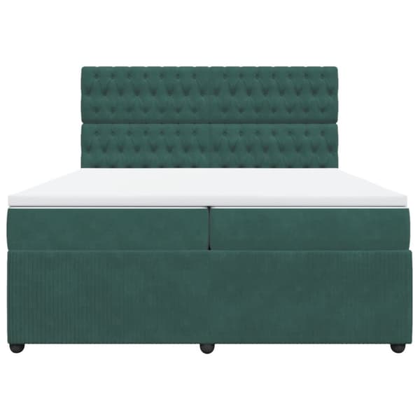 Ramsäng med madrass mörkgrön 200x200 cm sammet