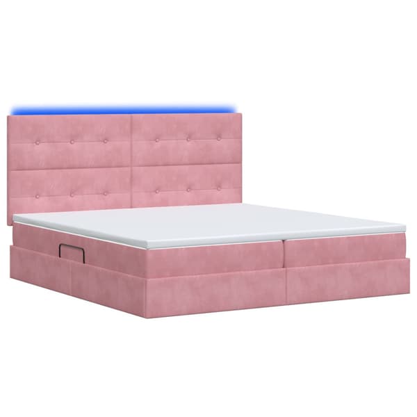 LED förvaringssäng med madrass Rosa 200 x 200 cm Sammet