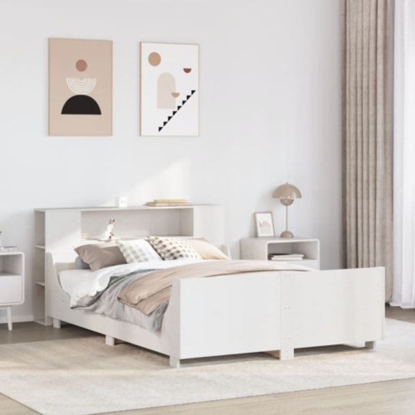 Sängram utan madrass vit 120x190 cm massiv furu
