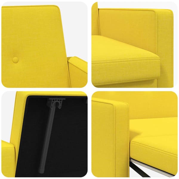 Pull Out Sofa Bed Ljusgul Tyg