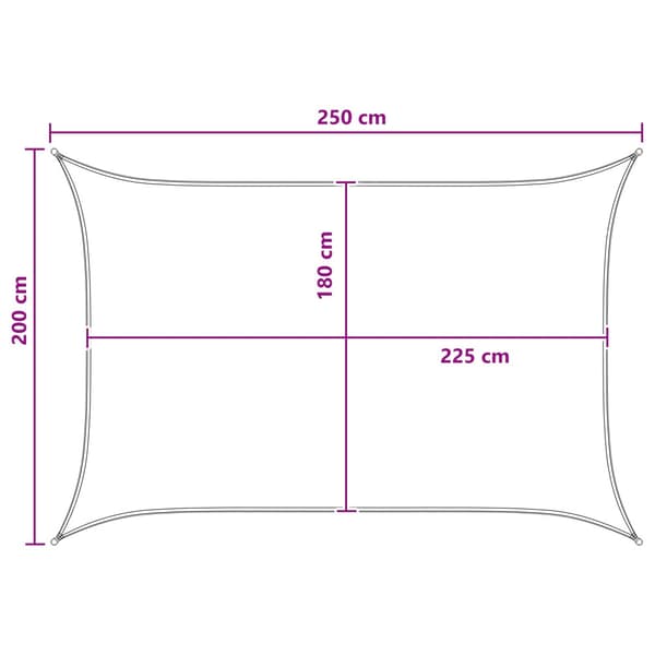 Solsätt segel Rektangulär 2 x 2,5 m HDPE Gul och Vit