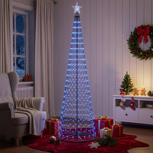 LED-konjulgran 250 cm 470 LED-lampor Blå Stål Vit