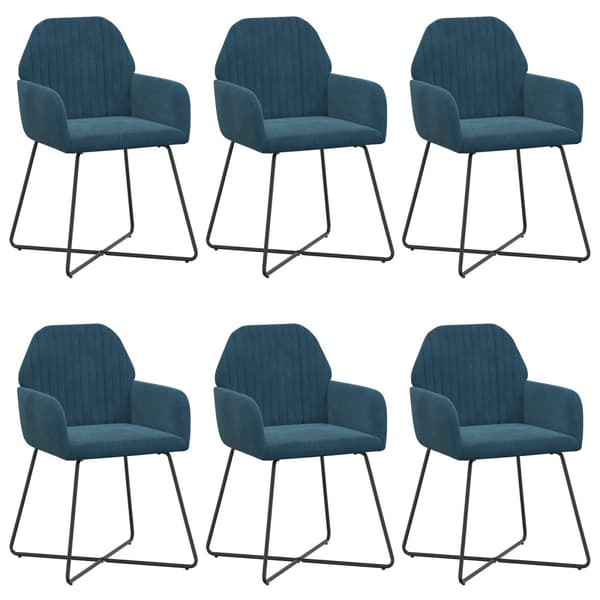 Matstolar 6 pcs Sammet Blå 55 x 50 x 84 cm