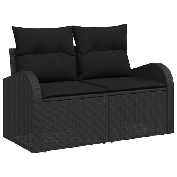 Trädgårdsoffset med kudde 8 pcs Svart
