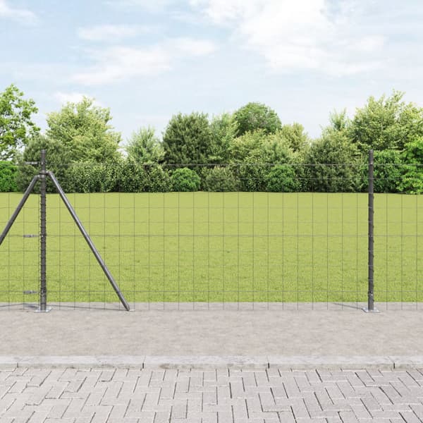 Stängsel med stolpe Grå 0,8 x 25 m Stål