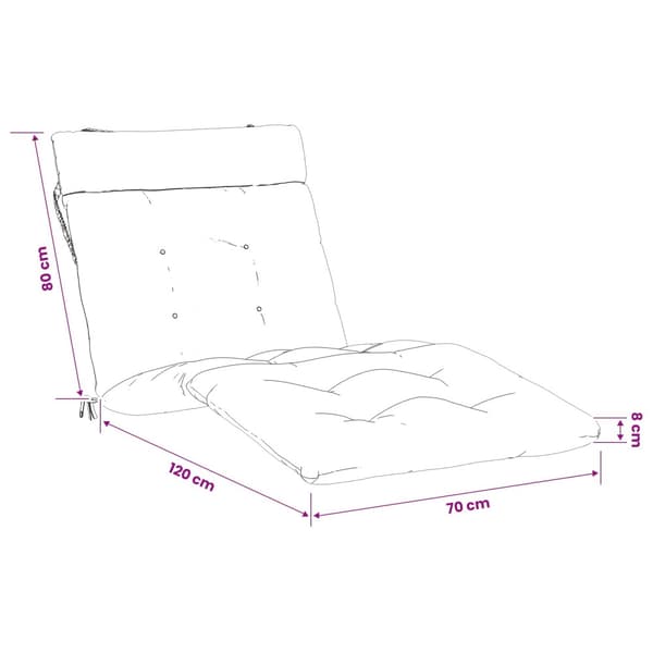 Solstol Kudde VIANEN 100% Polyester Grå 200 x 70 x 8 cm