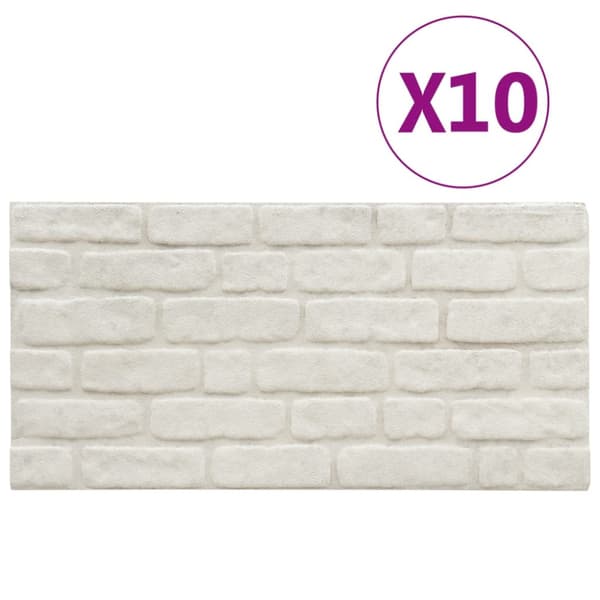Väggpaneler 10 pcs Vit 100 x 50 cm EPS Skum