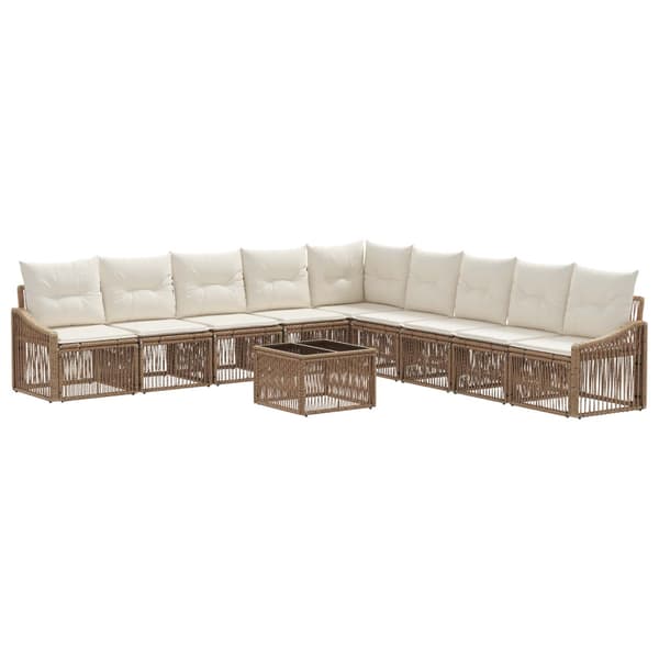 Trädgårdsoffset 10 pcs Beige konstrotting