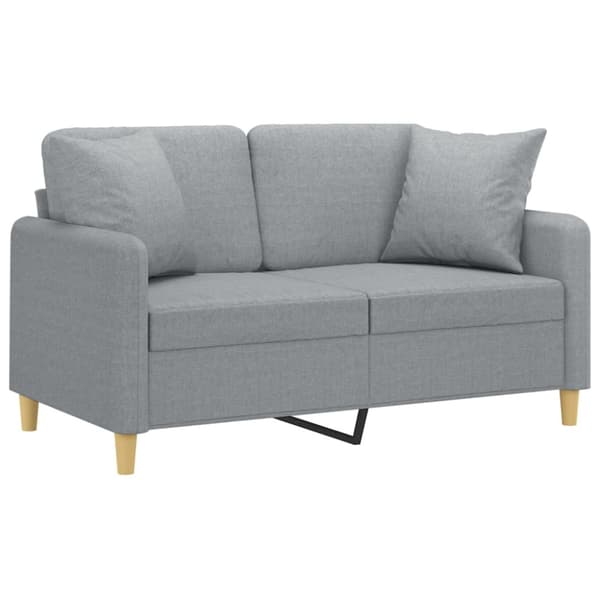 2-sits soffa med prydnadskuddar ljusgrå 120 cm tyg