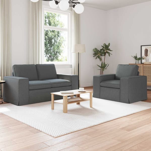 Soffset 2 pcs Mörkgrå 162 x 80 x 82 cm tyg