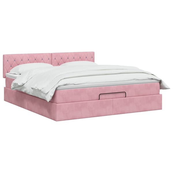 Ottoman säng med madrass Rosa 140 x 200 cm Sammet