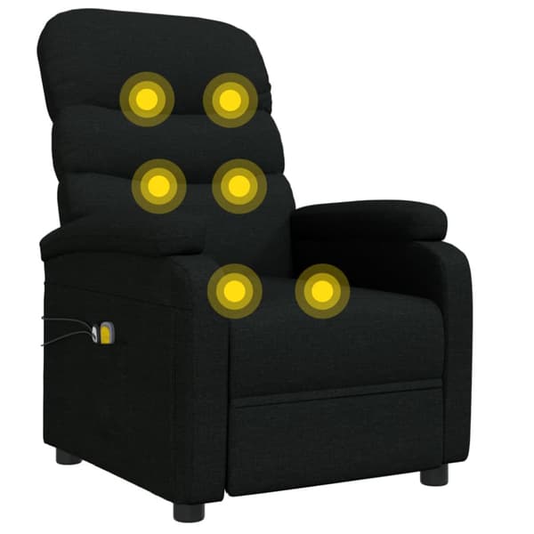 Elektrisk massagefåtölj svart tyg