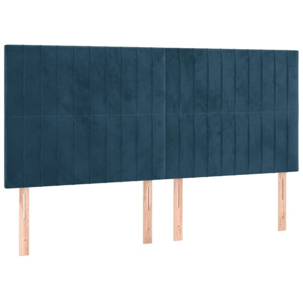 Ramsäng med madrass mörkblå 180x200 cm sammet