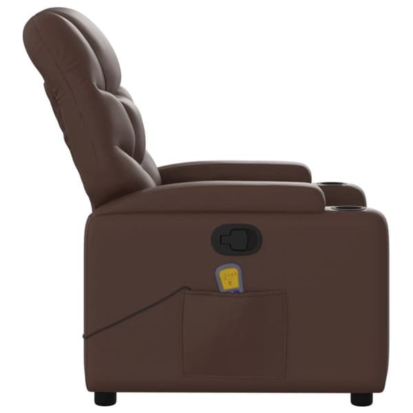 Massagefåtölj brun konstläder