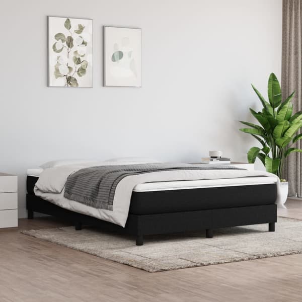 Boxspring-sängram svart 140x200 cm tyg