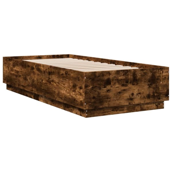 Sängram rökfärgad ek 100x200 cm konstruerad trä
