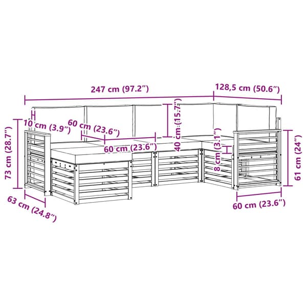 Utomhussoffset 6 pcs Vit och antracit Polyester