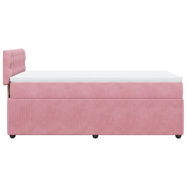Ramsäng med madrass rosa 90x200 cm sammet
