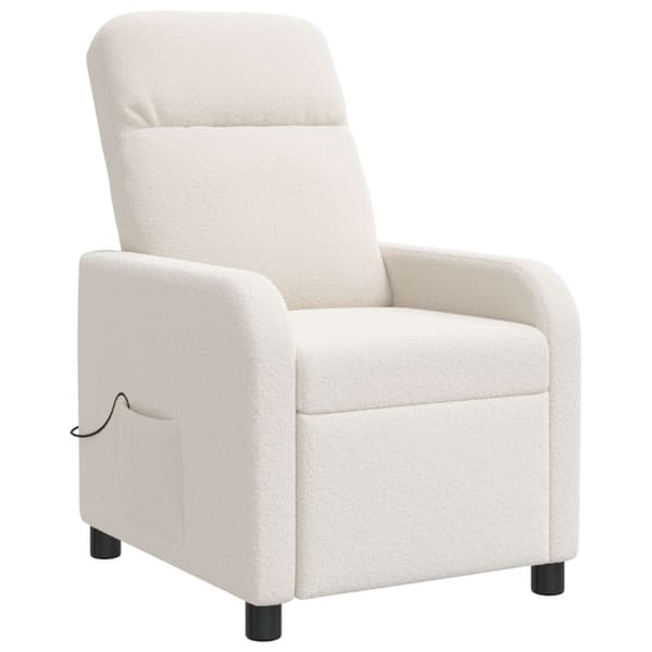 Massagefåtölj Gräddvit Bouclé