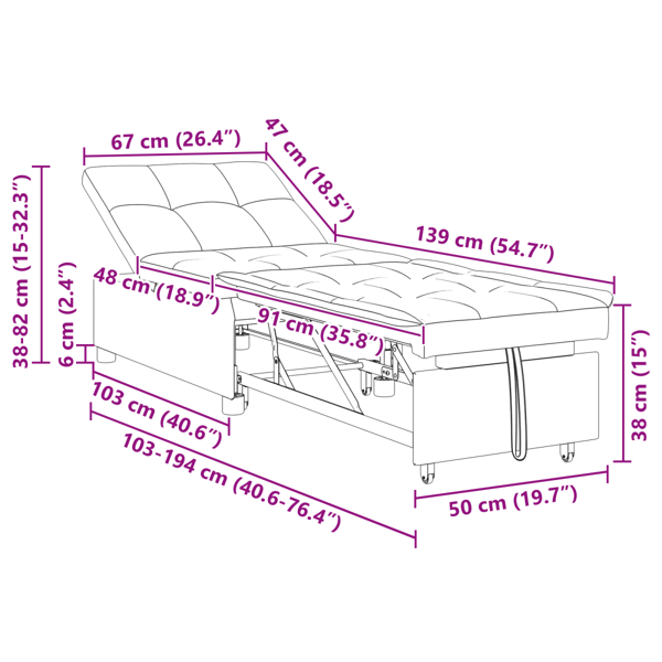 Pull Out Sofa Bed Mörkgrön 194 x 50 x 82 cm tyg