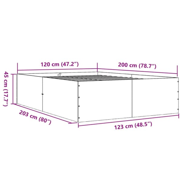 Sängram vit 120x200 cm konstruerat trä