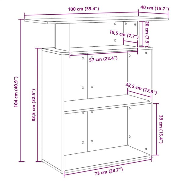 Receptionsdisk rökfärgad ek 100x40x104 cm konstruerat trä