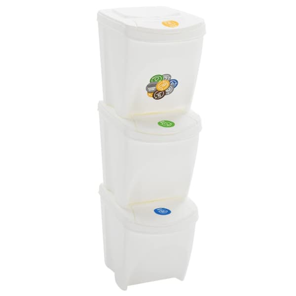 Stapelbara soptunnor 3 st vit 75 L polypropen