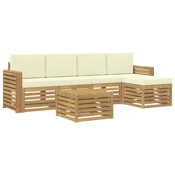 Utomhussoffset 6 pcs Vit och grädde 59 x 59 x 37 cm Polyester