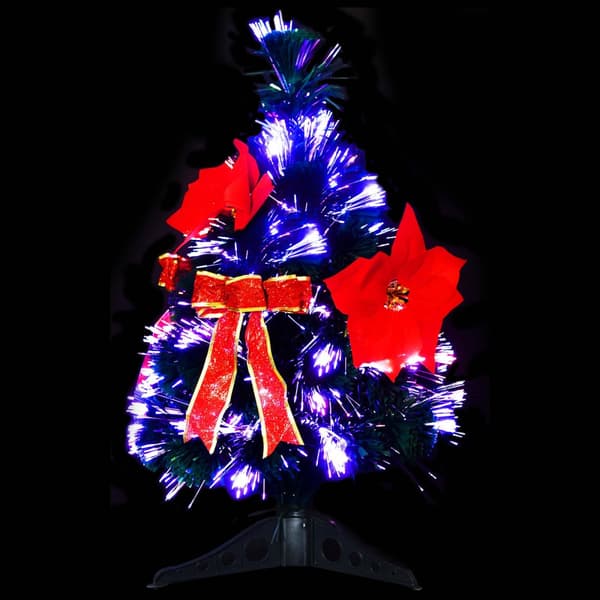 Fiberoptisk julgran 64 cm 12 LED-lampor Mångfärgad PVC