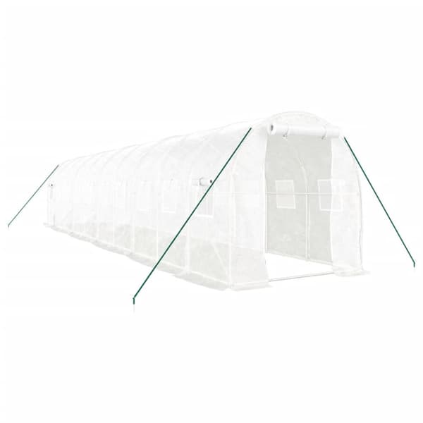 Växthus med stålram vit 20 m² 10x2x2 m