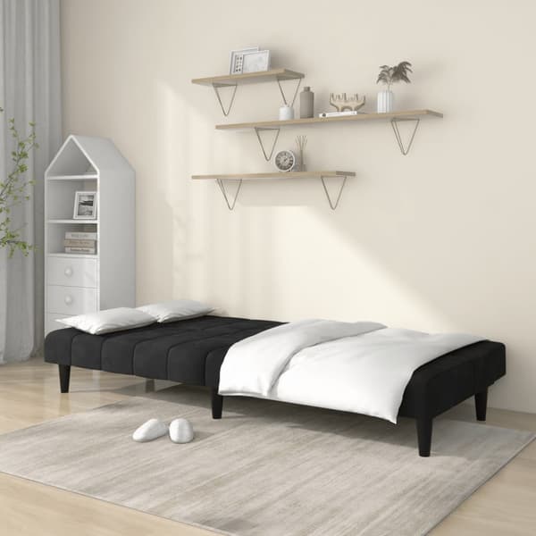Bäddsoffa 2-sits svart sammet