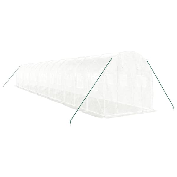 Växthus med stålram vit 28 m² 14x2x2 m