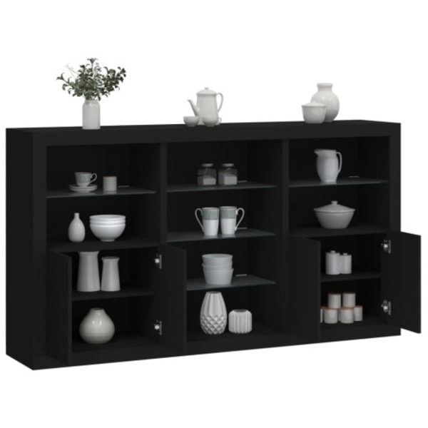 Skänk med LED-belysning svart 181,5x37x100 cm