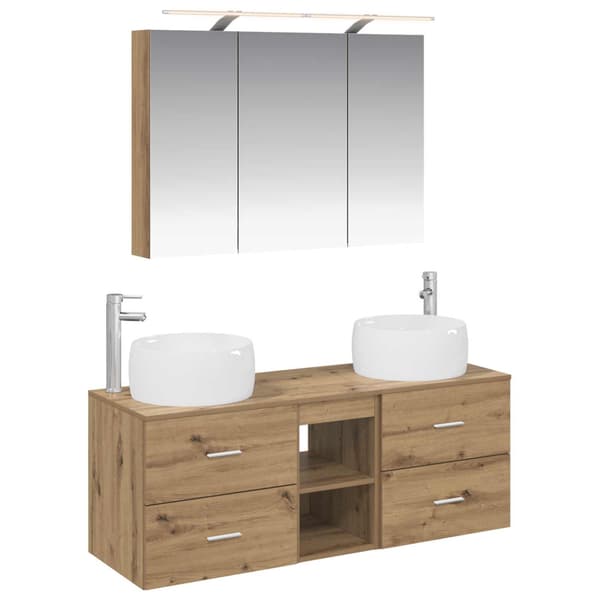 Badrumsmöbelset 4 pcs Artisan-ek Konstruerat trä och glas